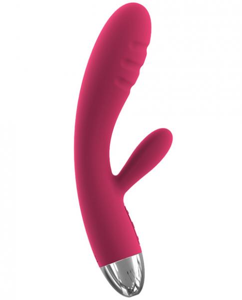 Barbara Rechargeable Ribbed Rabbit Vibrator Red